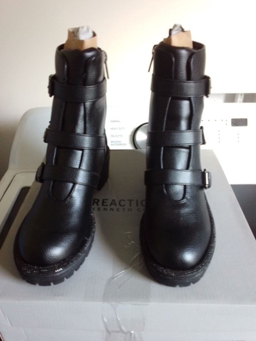 Kenneth Cole Reaction Womens' Black Strappy Combat Boots